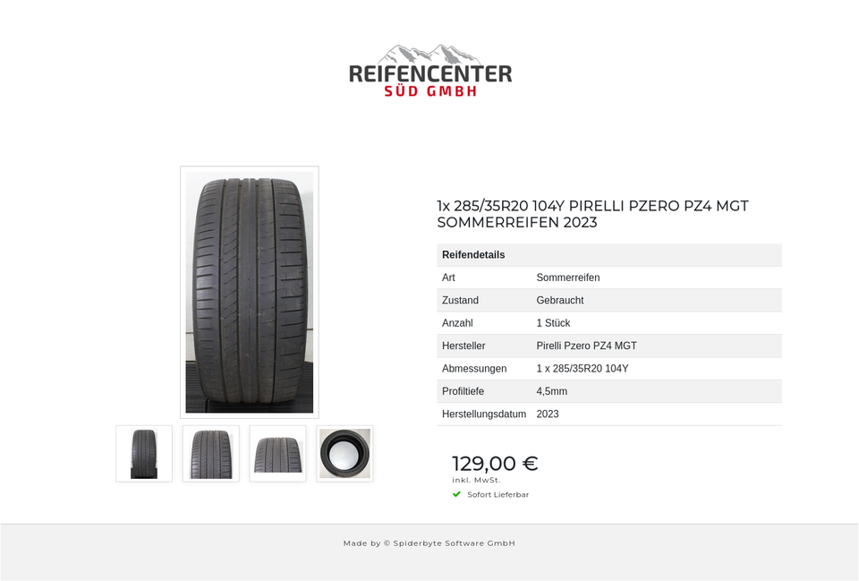 1x 285/35R20 104Y PIRELLI PZERO PZ4 MGT SOMMERREIFEN 2023 #1YXW – Bild 5
