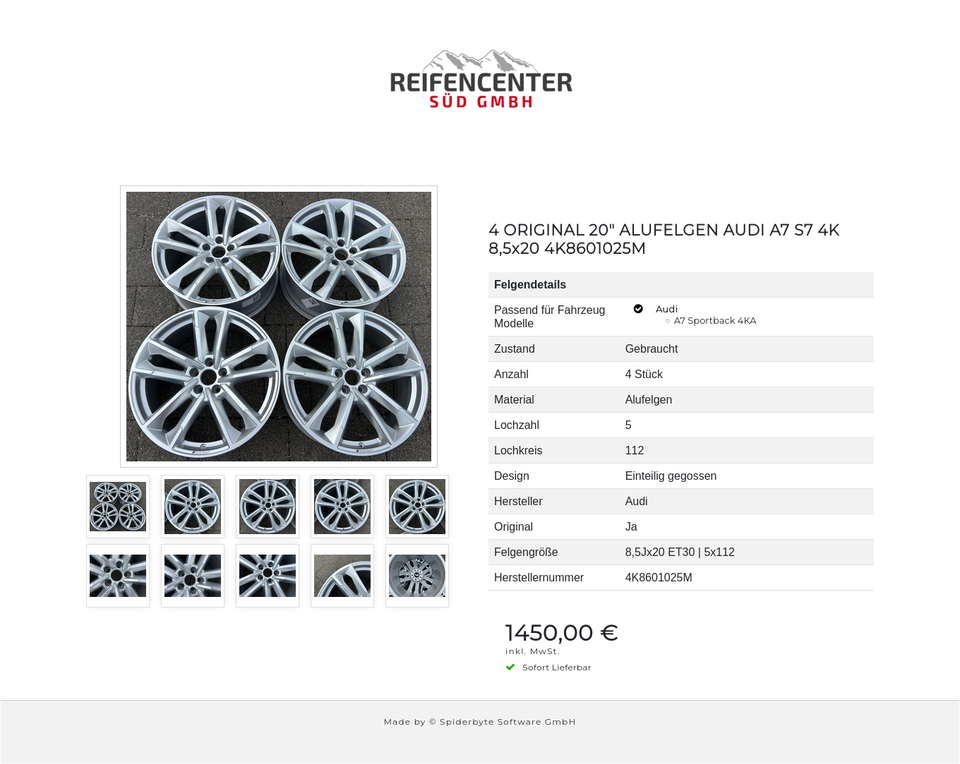 4 ORIGINAL 20" ALUFELGEN AUDI A7 S7 4K 8,5x20 4K8601025M #1Z4U – Bild 11