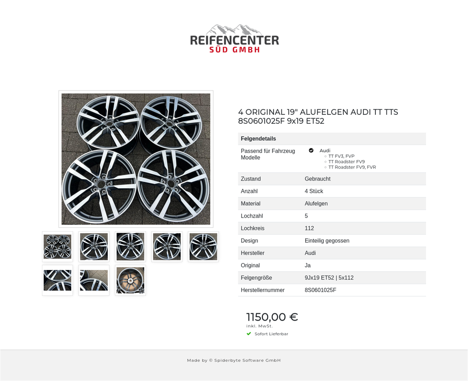 4 ORIGINAL 19" ALUFELGEN AUDI TT TTS 8S0601025F 9x19 ET52 #1X0T – Bild 9