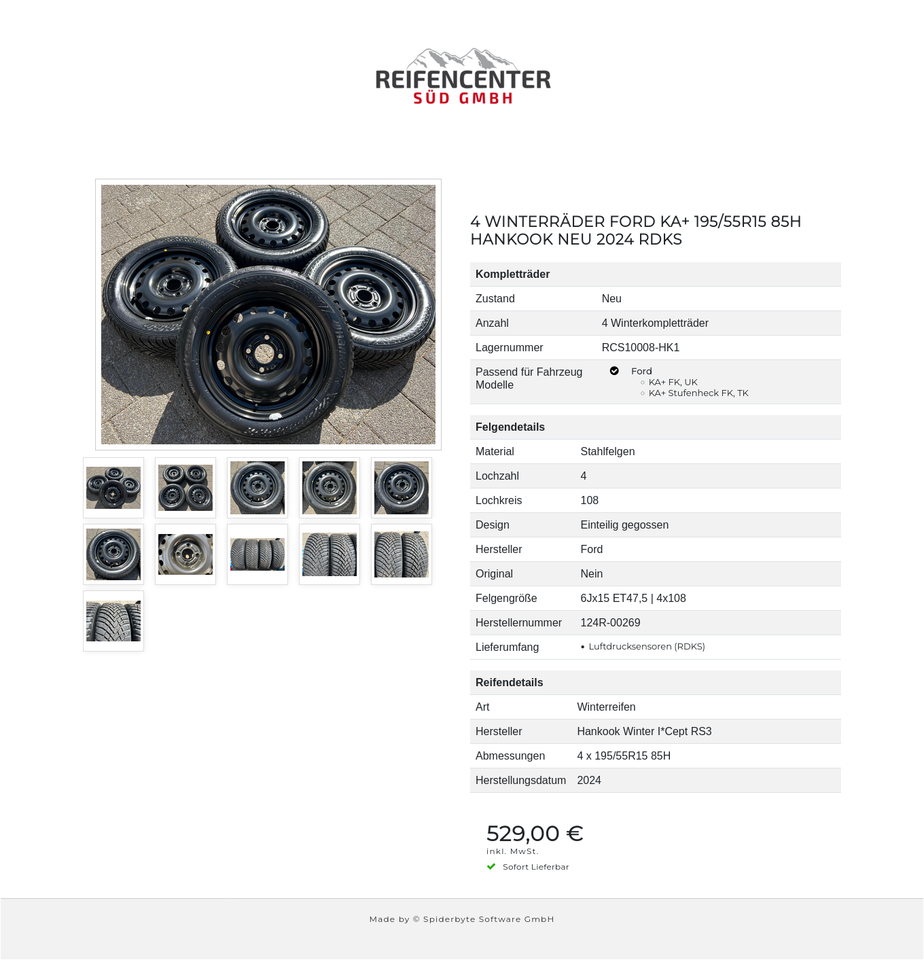 4 WINTERRÄDER FORD KA+ 195/55R15 85H HANKOOK NEU 2024 RDKS #1WFP – Bild 12