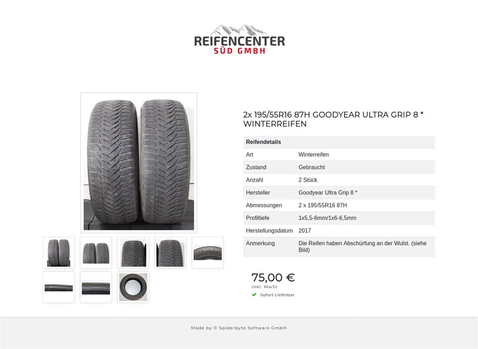 2x 195/55R16 87H GOODYEAR ULTRA GRIP 8 * WINTERREIFEN #23AS – Bild 9