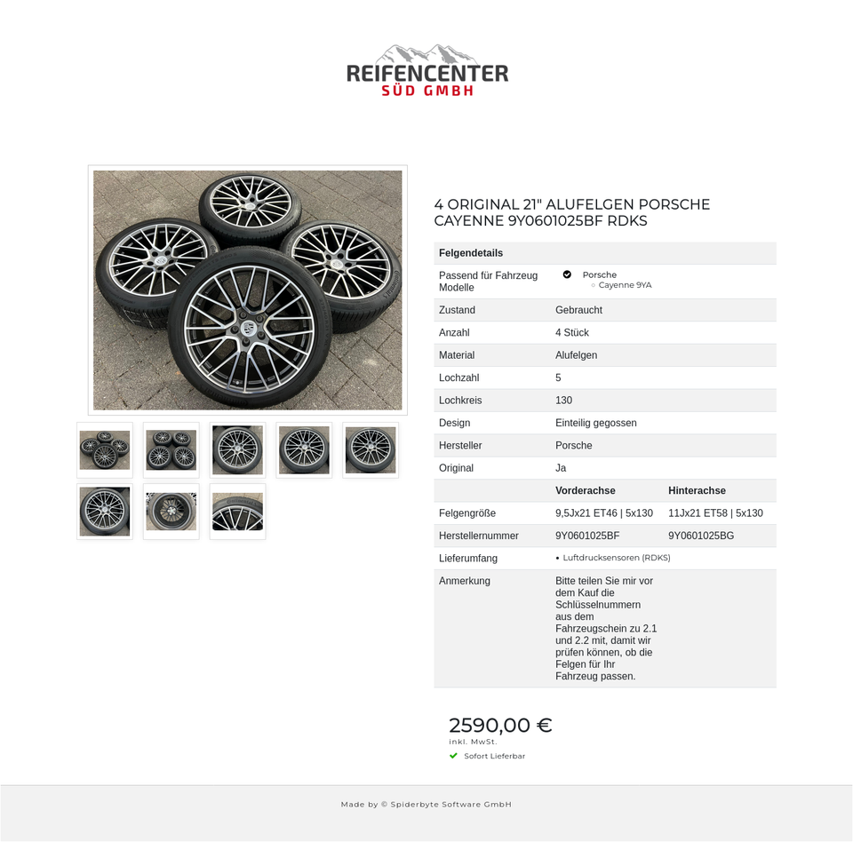 4 ORIGINAL 21" ALUFELGEN PORSCHE CAYENNE 9Y0601025BF RDKS #25WC – Bild 9