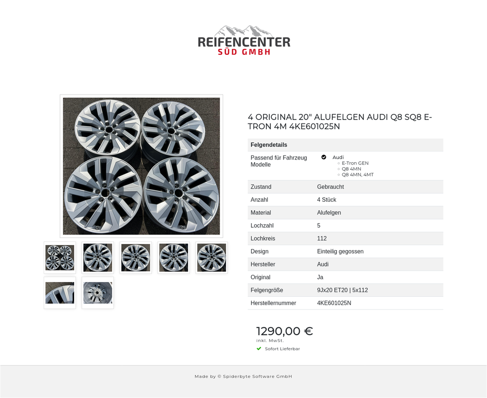 4 ORIGINAL 20" ALUFELGEN AUDI Q8 SQ8 E-TRON 4M 4KE601025N #1ZSD – Bild 8