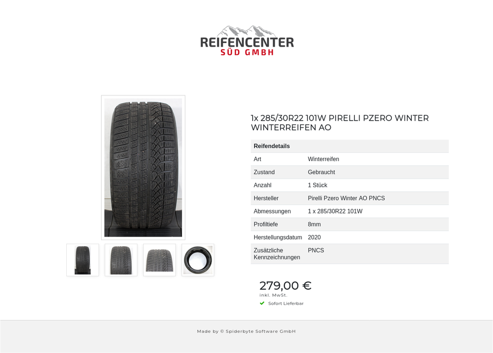 1x 285/30R22 101W PIRELLI PZERO WINTER WINTERREIFEN AO #1GKM – Bild 5