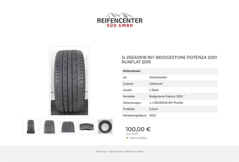 1x 255/40R18 95Y BRIDGESTONE POTENZA S001 RUNFLAT 2019 #274K – Bild 6