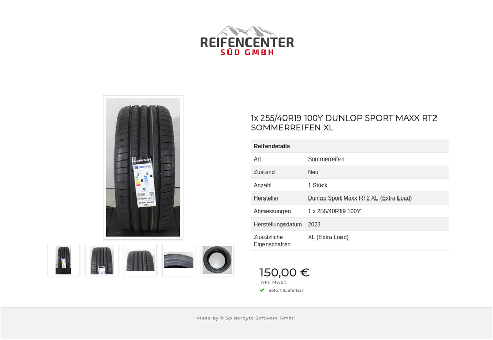 1x 255/40R19 100Y DUNLOP SPORT MAXX RT2 SOMMERREIFEN XL #279P – Bild 6