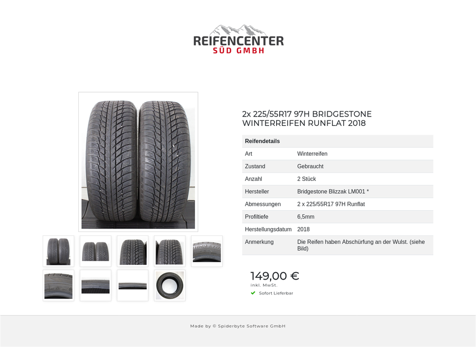 2x 225/55R17 97H BRIDGESTONE WINTERREIFEN RUNFLAT 2018 #23DN – Bild 10