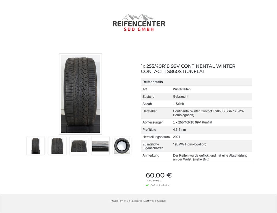1x 255/40R18 99V CONTINENTAL WINTER CONTACT TS860S RUNFLAT #1J3W – Bild 6