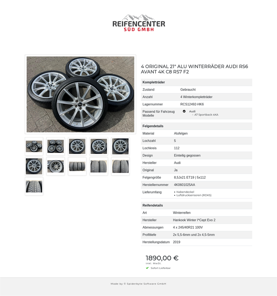 4 ORIGINAL 21" ALU WINTERRÄDER AUDI RS6 AVANT 4K C8 RS7 F2 #20RK – Bild 12