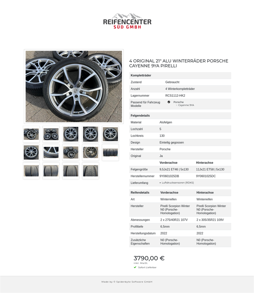 4 ORIGINAL 21" ALU WINTERRÄDER PORSCHE CAYENNE 9YA PIRELLI #23OH – Bild 15