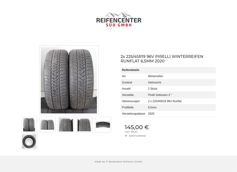 2x 225/45R19 96V PIRELLI WINTERREIFEN RUNFLAT 6,5MM 2020 #274U – Bild 7