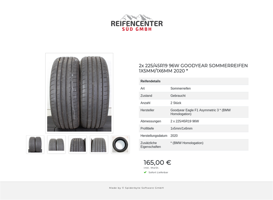 2x 225/45R19 96W GOODYEAR SOMMERREIFEN 1X5MM/1X6MM 2020 * #1XCC – Bild 6