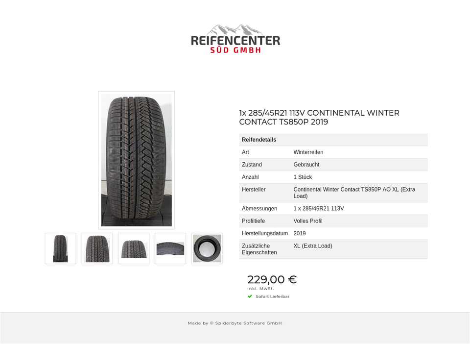 1x 285/45R21 113V CONTINENTAL WINTER CONTACT TS850P 2019 #27FW – Bild 6