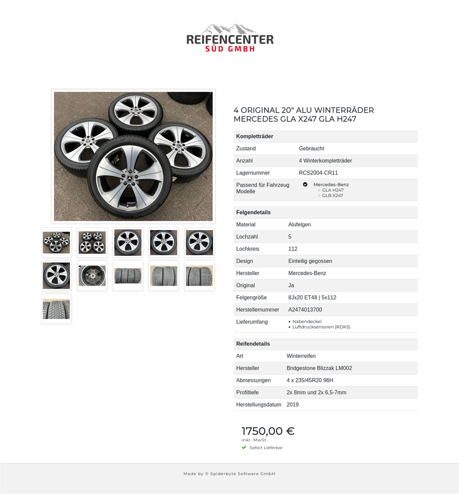 4 ORIGINAL 20" ALU WINTERRÄDER MERCEDES GLA X247 GLA H247 #24WT – Bild 12