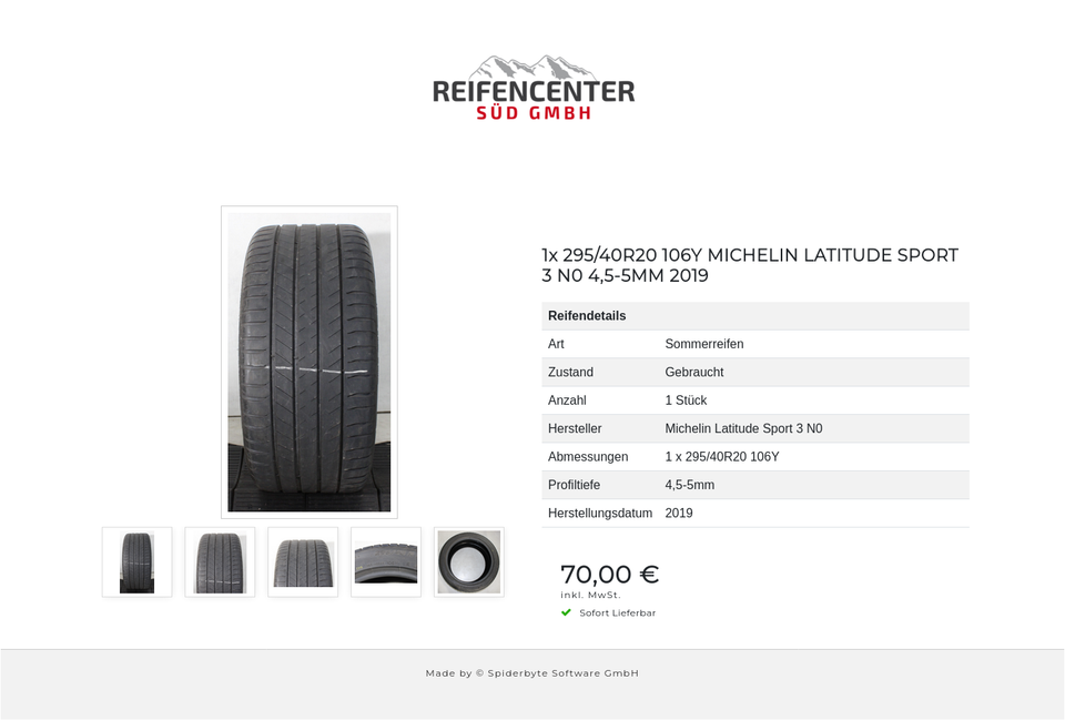 1x 295/40R20 106Y MICHELIN LATITUDE SPORT 3 N0 4,5-5MM 2019 #24RQ – Bild 6