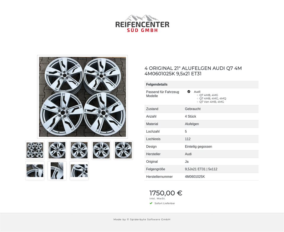 4 ORIGINAL 21" ALUFELGEN AUDI Q7 4M 4M0601025K 9,5x21 ET31 #1SGL – Bild 9