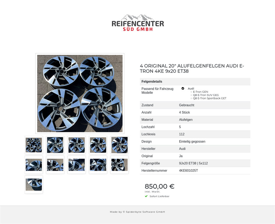 4 ORIGINAL 20" ALUFELGENFELGEN AUDI E-TRON 4KE 9x20 ET38 #1Z5N – Bild 12