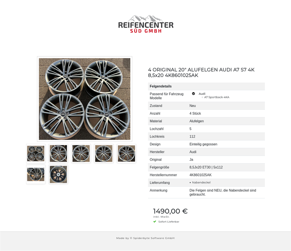 4 ORIGINAL 20" ALUFELGEN AUDI A7 S7 4K 8,5x20 4K8601025AK #24UR – Bild 8