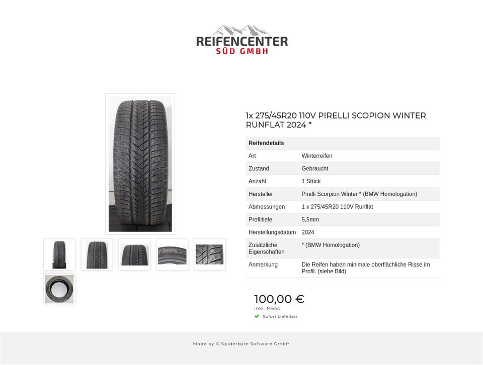 1x 275/45R20 110V PIRELLI SCOPION WINTER RUNFLAT 2024 * #25YW – Bild 7