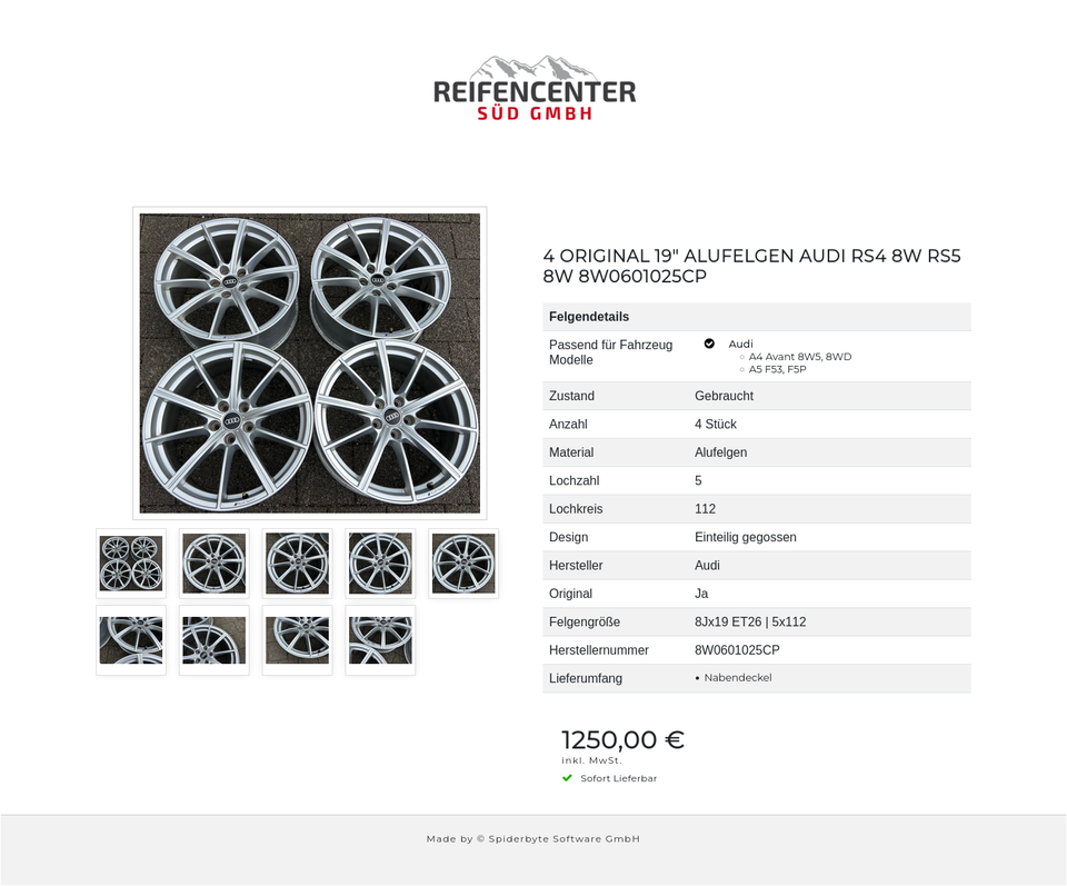 4 ORIGINAL 19" ALUFELGEN AUDI RS4 8W RS5 8W 8W0601025CP #1YSD – Bild 10