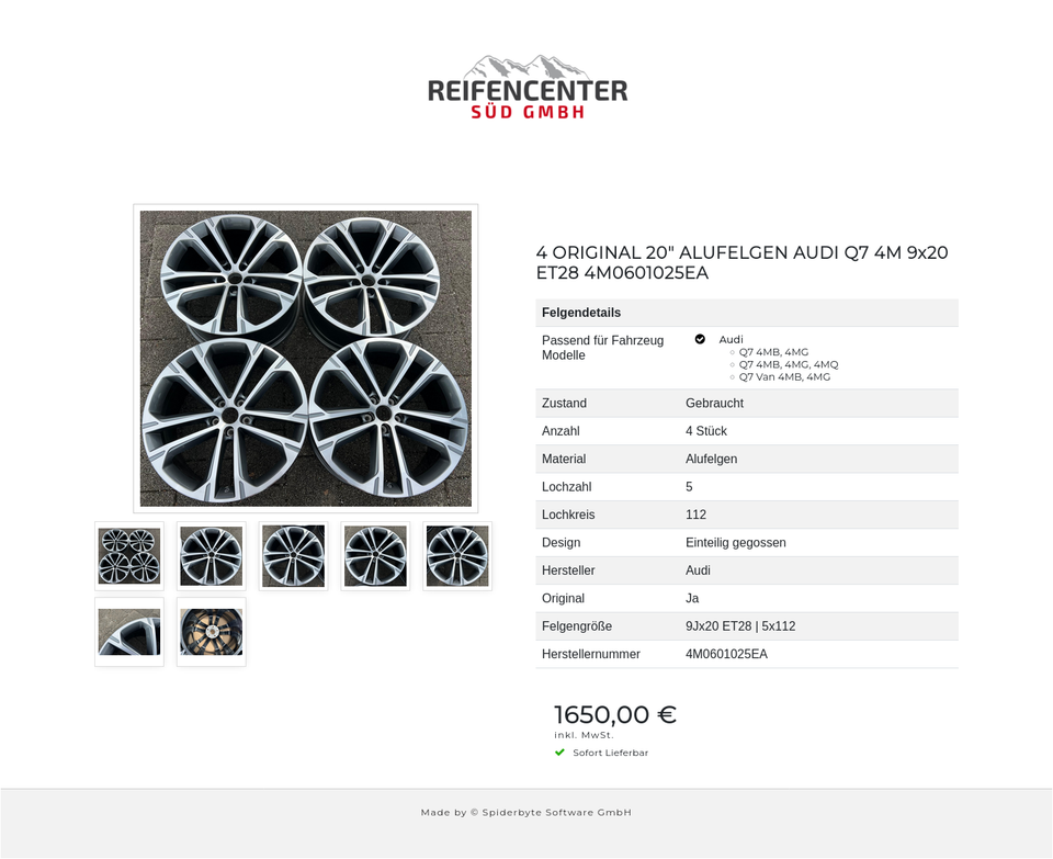 4 ORIGINAL 20" ALUFELGEN AUDI Q7 4M 9x20 ET28 4M0601025EA #1Z9D – Bild 8