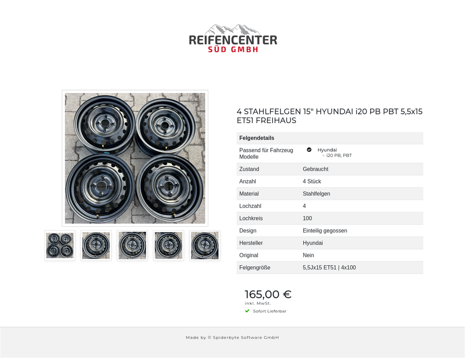 4 STAHLFELGEN 15" HYUNDAI i20 PB PBT 5,5x15 ET51 FREIHAUS #26IG – Bild 6