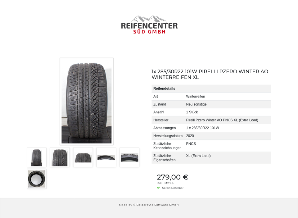 1x 285/30R22 101W PIRELLI PZERO WINTER AO WINTERREIFEN XL #27FH – Bild 7