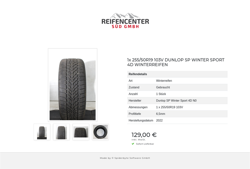 1x 255/50R19 103V DUNLOP SP WINTER SPORT 4D WINTERREIFEN #25FV – Bild 5