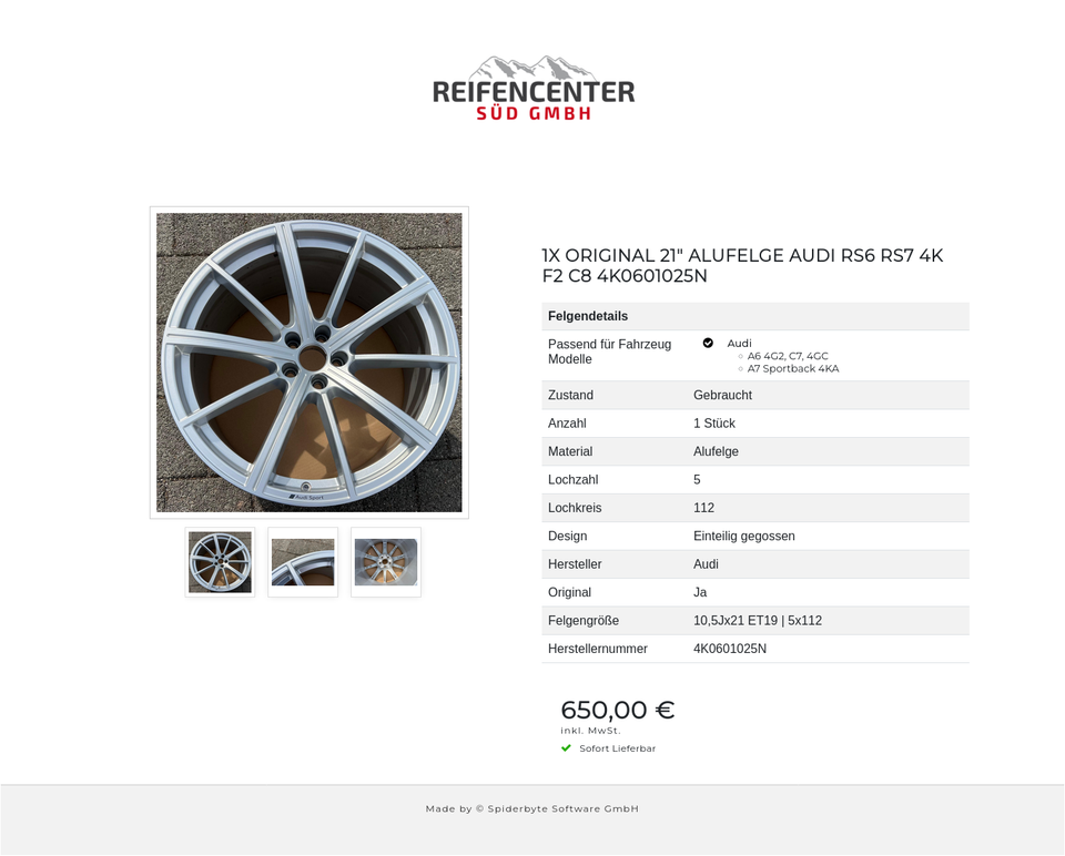 1X ORIGINAL 21" ALUFELGE AUDI RS6 RS7 4K F2 C8 4K0601025N #27IJ – Bild 4