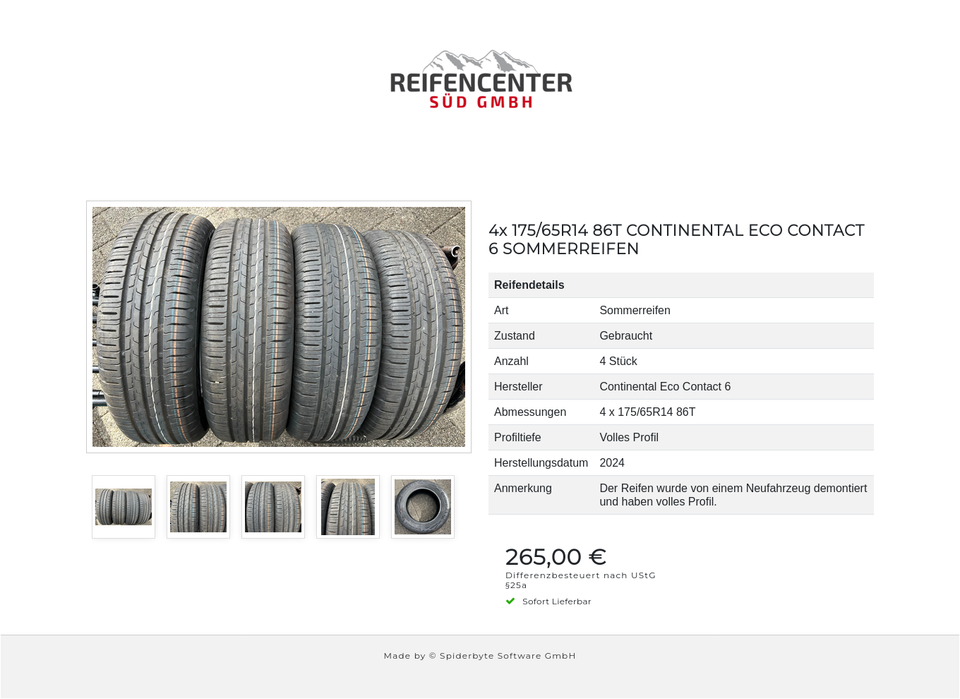 4x 175/65R14 86T CONTINENTAL ECO CONTACT 6 SOMMERREIFEN #22JK – Bild 6