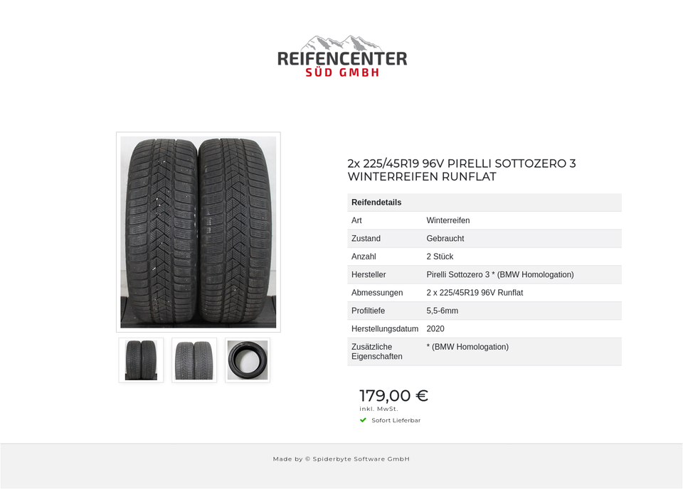 2x 225/45R19 96V PIRELLI SOTTOZERO 3 WINTERREIFEN RUNFLAT #15WU – Bild 4