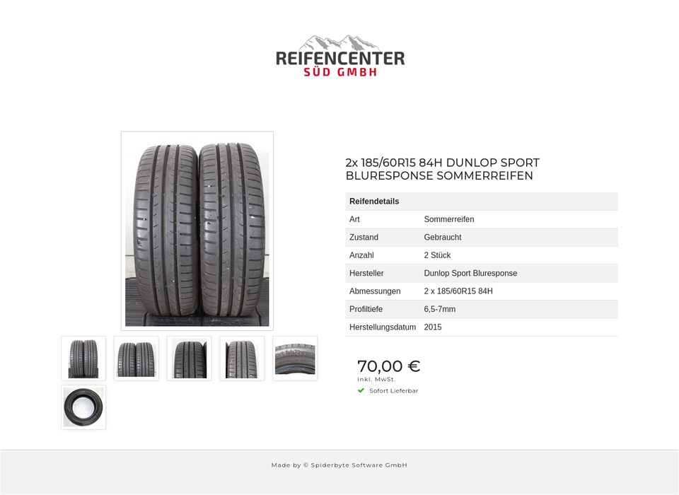 2x 185/60R15 84H DUNLOP SPORT BLURESPONSE SOMMERREIFEN #24DB – Bild 7