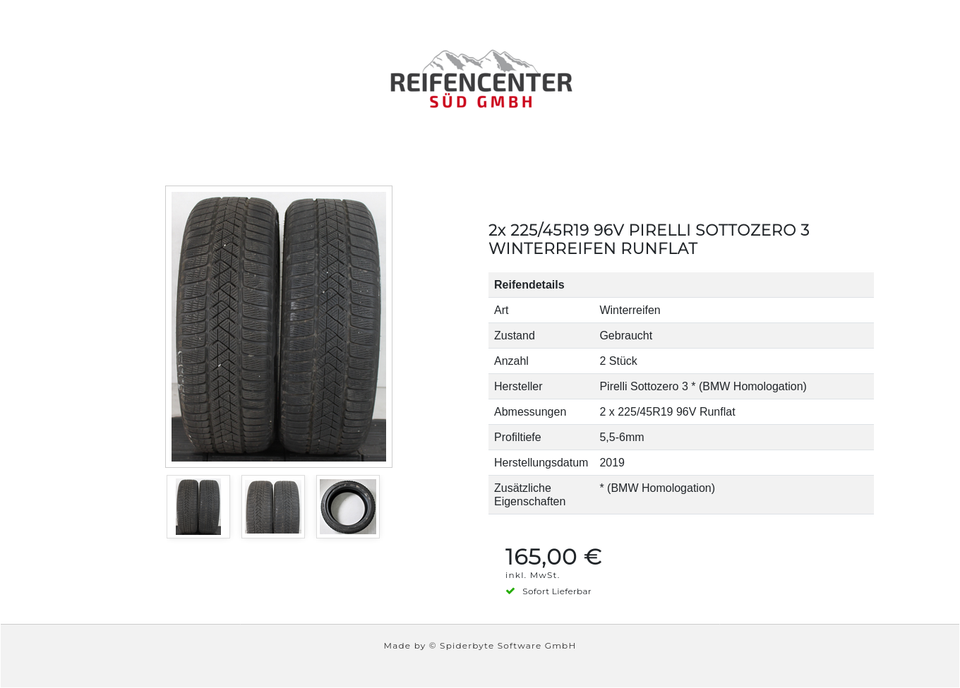 2x 225/45R19 96V PIRELLI SOTTOZERO 3 WINTERREIFEN RUNFLAT #15WW – Bild 4