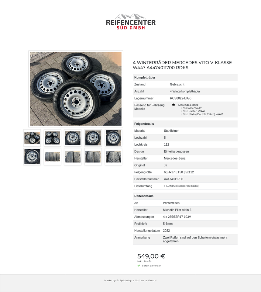 4 WINTERRÄDER MERCEDES VITO V-KLASSE W447 A4474011700 RDKS #276M – Bild 11