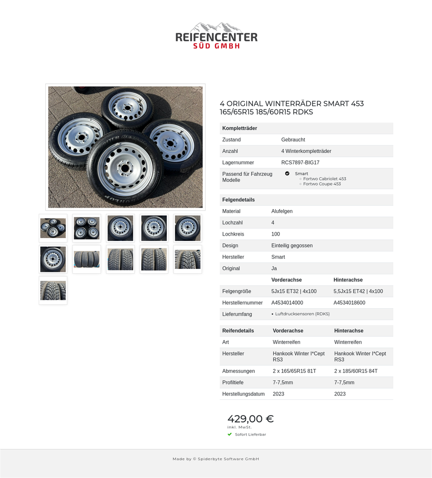 4 ORIGINAL WINTERRÄDER SMART 453 165/65R15 185/60R15 RDKS #26IT – Bild 12