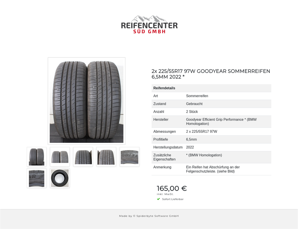 2x 225/55R17 97W GOODYEAR SOMMERREIFEN 6,5MM 2022 * #1XLH – Bild 8