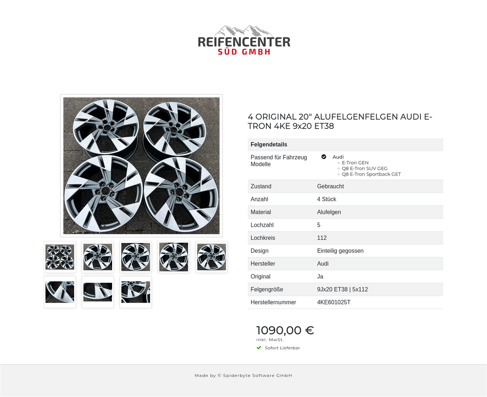 4 ORIGINAL 20" ALUFELGENFELGEN AUDI E-TRON 4KE 9x20 ET38 #1Z1D – Bild 9