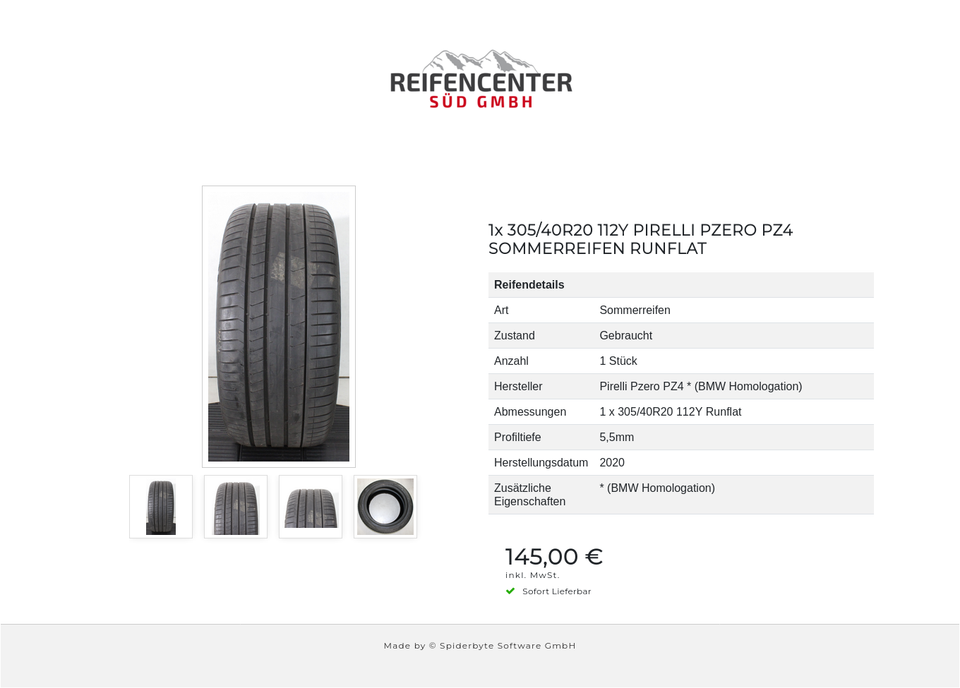 1x 305/40R20 112Y PIRELLI PZERO PZ4 SOMMERREIFEN RUNFLAT #1Z7J – Bild 5