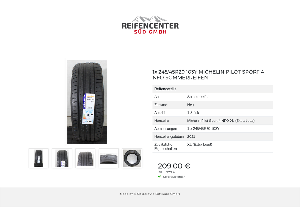 1x 245/45R20 103Y MICHELIN PILOT SPORT 4 NFO SOMMERREIFEN #27FX – Bild 6