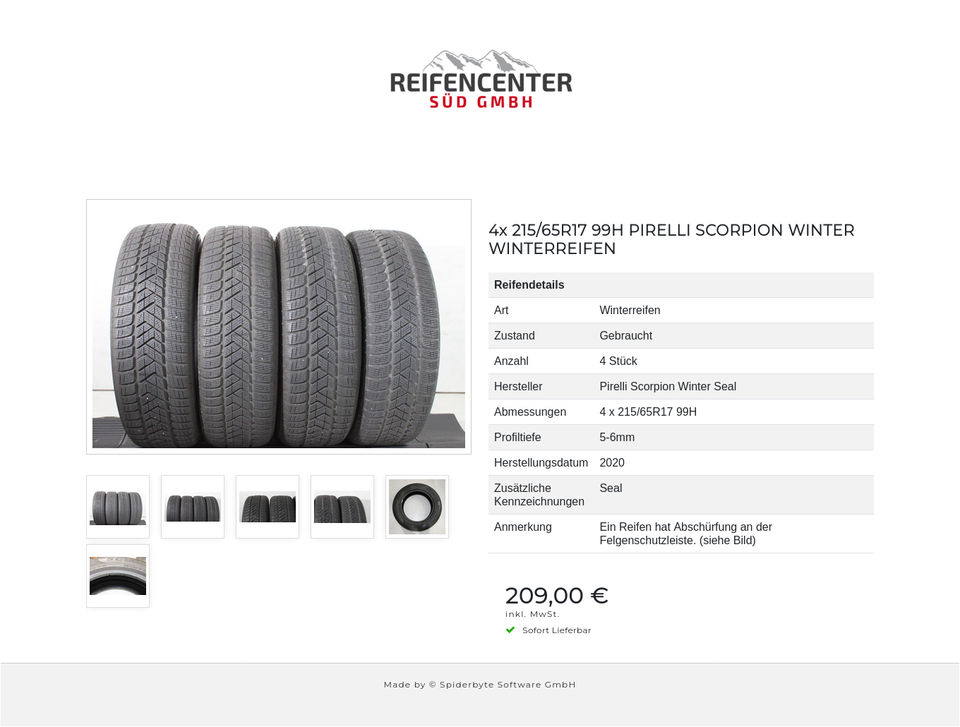 4x 215/65R17 99H PIRELLI SCORPION WINTER WINTERREIFEN #22PC – Bild 7