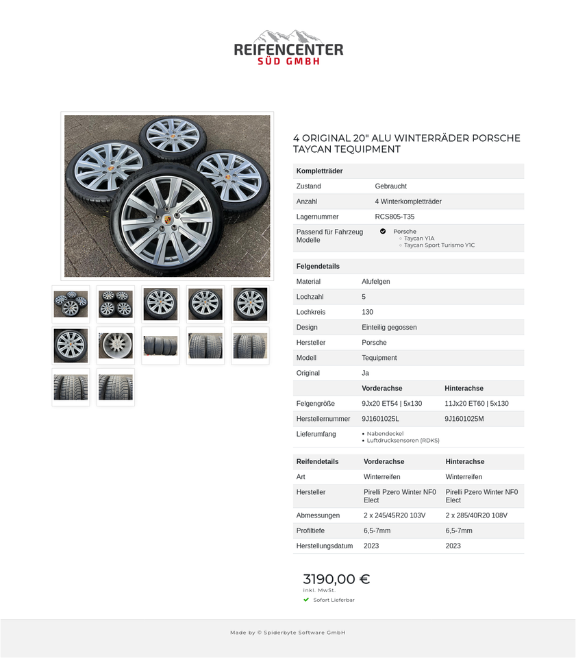 4 ORIGINAL 20" ALU WINTERRÄDER PORSCHE TAYCAN TEQUIPMENT #238H – Bild 13