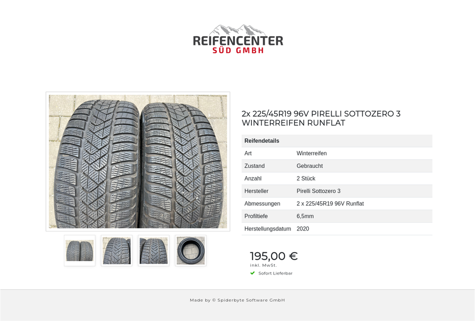 2x 225/45R19 96V PIRELLI SOTTOZERO 3 WINTERREIFEN RUNFLAT #16VA – Bild 5