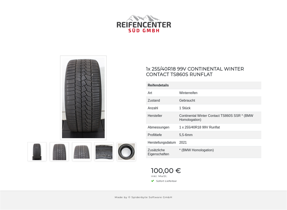 1x 255/40R18 99V CONTINENTAL WINTER CONTACT TS860S RUNFLAT #1XWZ – Bild 6