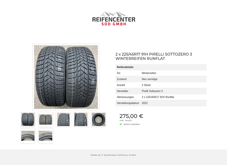 2 x 225/45R17 91H PIRELLI SOTTOZERO 3 WINTERREIFEN RUNFLAT #1OUF – Bild 8