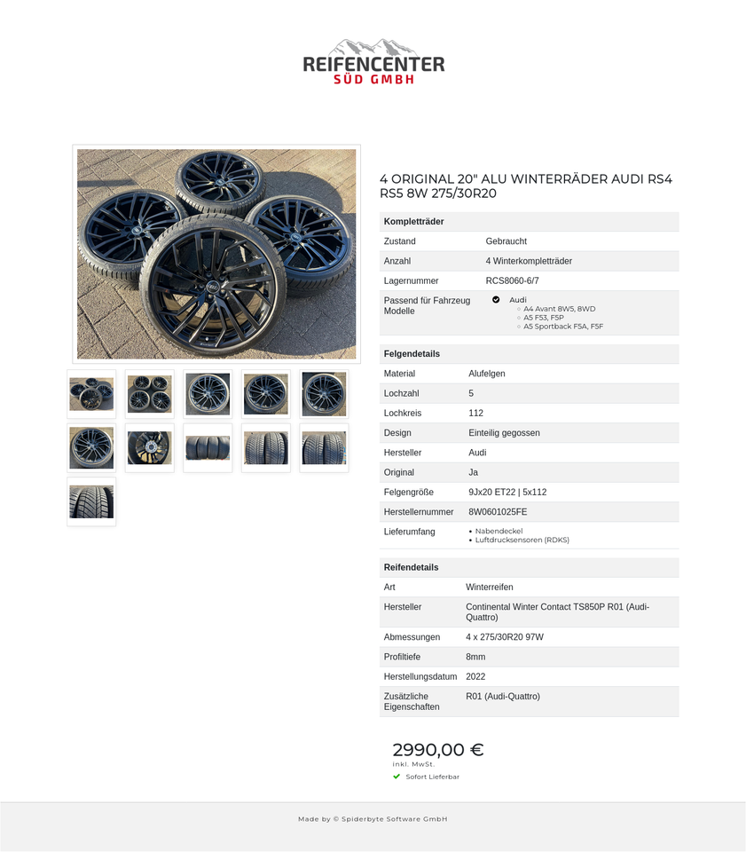 4 ORIGINAL 20" ALU WINTERRÄDER AUDI RS4 RS5 8W 275/30R20 #265S – Bild 12