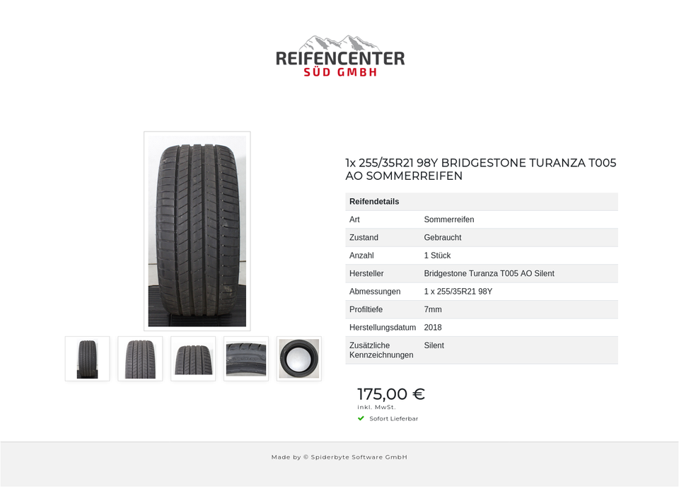 1x 255/35R21 98Y BRIDGESTONE TURANZA T005 AO SOMMERREIFEN #1YUH – Bild 6