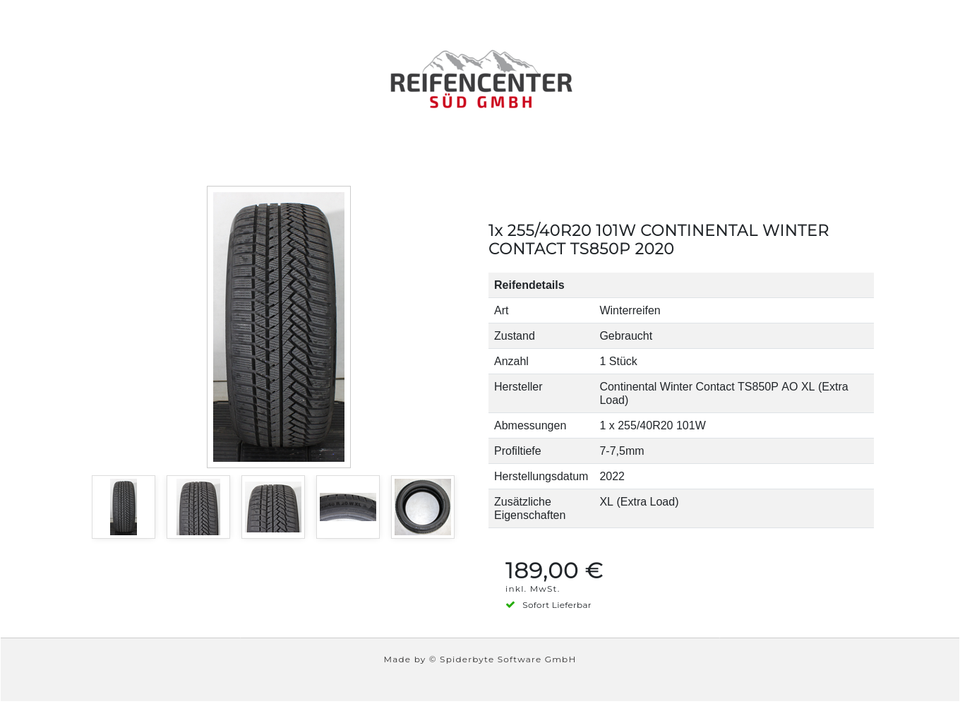 1x 255/40R20 101W CONTINENTAL WINTER CONTACT TS850P 2020 #24AK – Bild 6