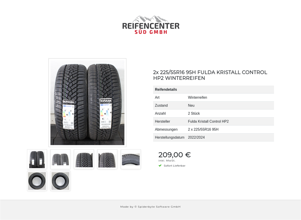 2x 225/55R16 95H FULDA KRISTALL CONTROL HP2 WINTERREIFEN #27DA – Bild 8