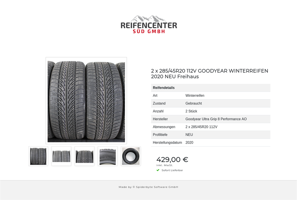 2 x 285/45R20 112V GOODYEAR WINTERREIFEN 2020 NEU Freihaus #1R5Q – Bild 6