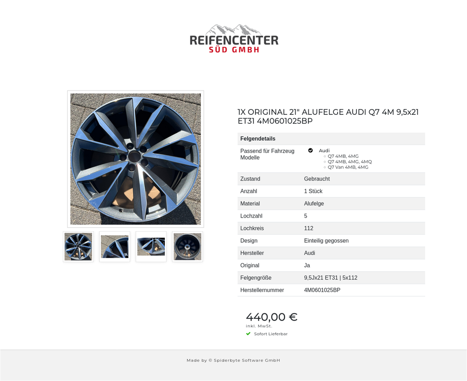 1X ORIGINAL 21" ALUFELGE AUDI Q7 4M 9,5x21 ET31 4M0601025BP #27BP – Bild 5